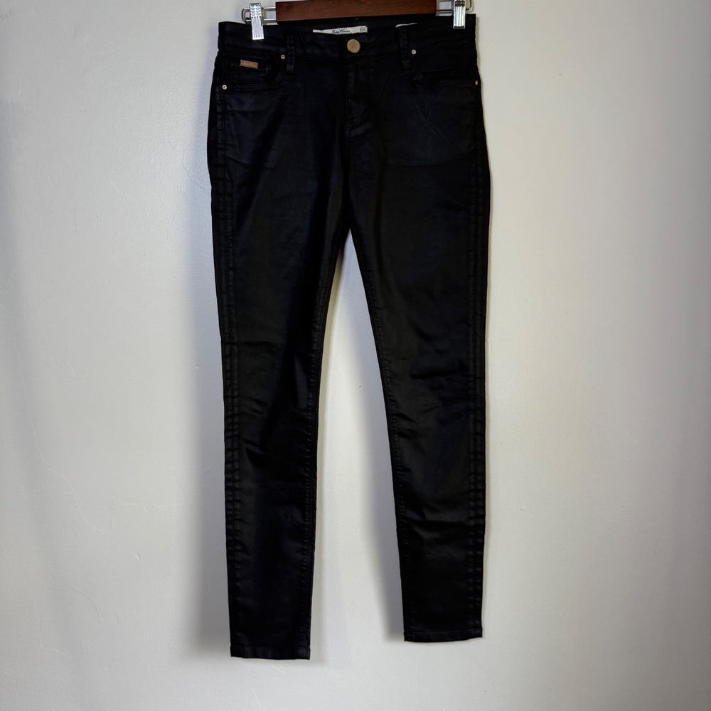 Zara Woman Slim Fit Coated Waxed Skinny Jeans Size 4 Black